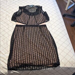 ANTONIO MELANI Black Lace Overlay Top